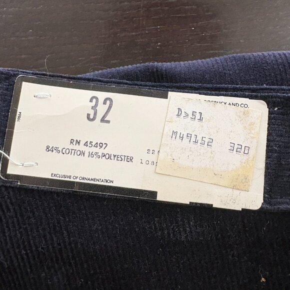 NEW Vintage Sears Thumb Up Blue Bell Bottom Cords 31 X 37 - Picture 2 of 11